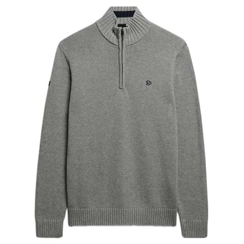 Superdry Cotton Half Zip Knit Sweatshirt, Grey Marl, 3X-Large Unisex Adulto