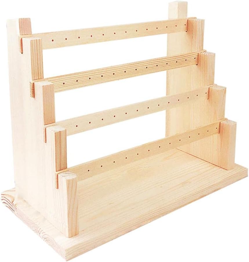 Wooden Retail Jewelry Showcase Rack Countertop Small Item Display Stand for Earrings Rings Brooches Necklaces Bracelets etc/67 (Color : 5 Tiers 1) (Light Brown)