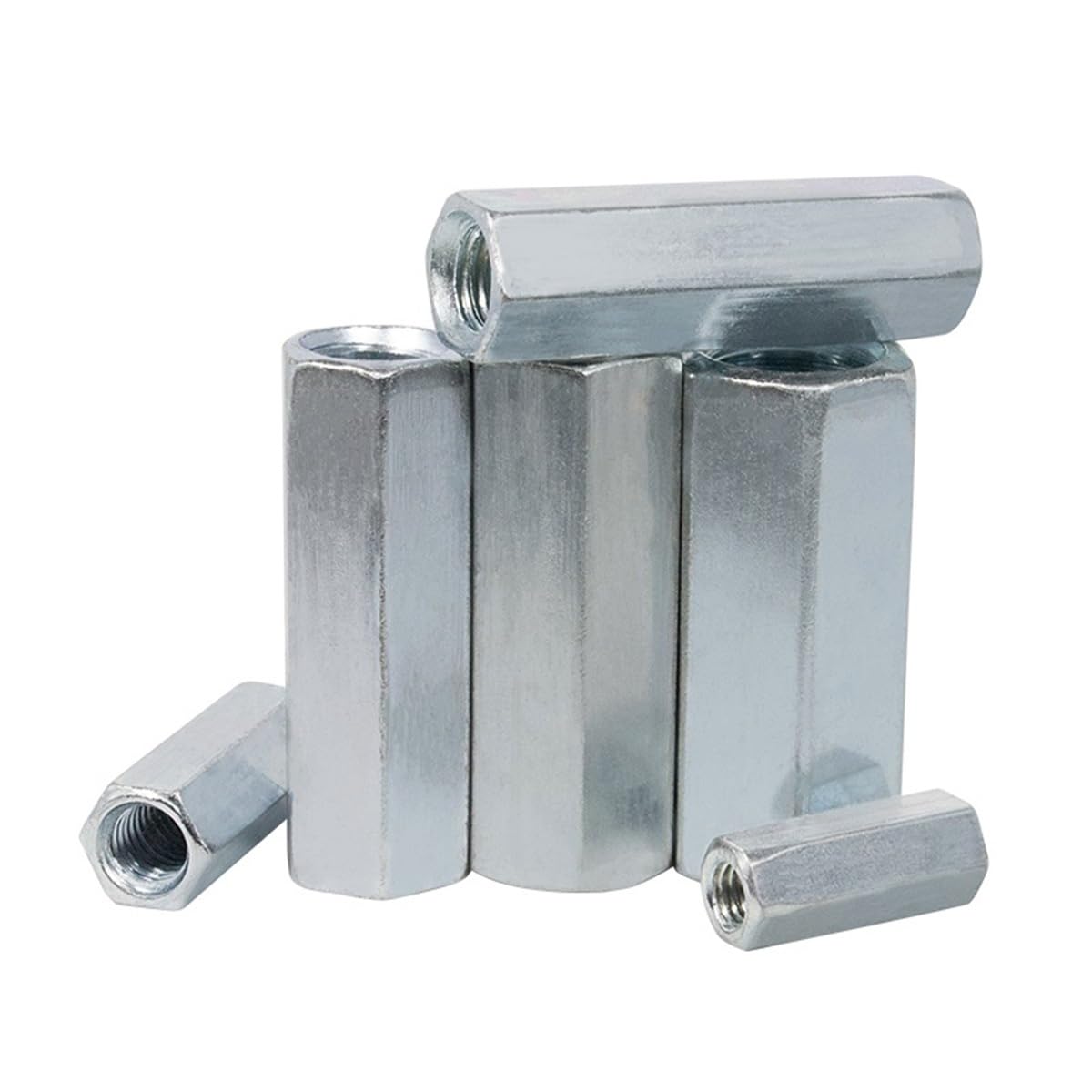 10pcs Hex Rod Coupling Nuts, M5 M6 M8 M10 M12 M14 M16 M18 Galvanize Threaded Rod Connectors Nut Hexagon Nut Screw Cap(M10x14x40mm)