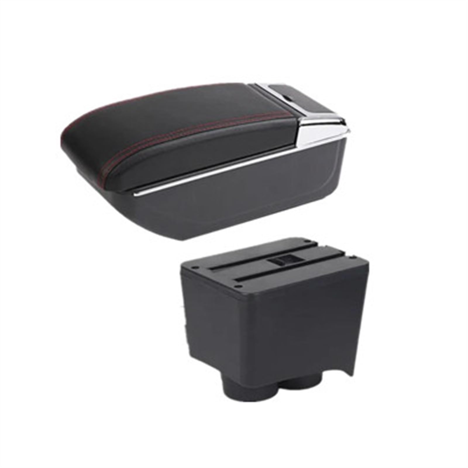 NMJLQW Storage Rack Car Interior Accessory Center Console Storage Box Multifunctional Armrest Storage Box For Polo 9N 3 Mk4 2002-2009(B red line NO USB)