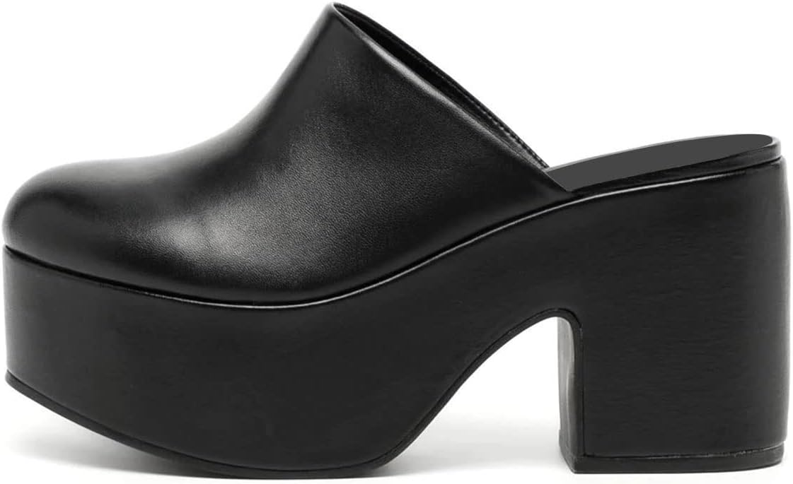 YDN Women Casual Block Heel Mules Cozy Platform Chunky Sandals Closed Toe Slip On Clogs Party Dress Daily Shoes Size 4-15 US - Image 3