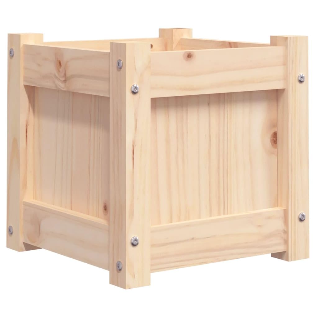 Macetero rústico de madera de pino, juego de 2 unidades, 31 x 31 x 31 cm, maceta de madera maciza para balcón, jardín, diseño que ahorra espacio, jardinera elevada