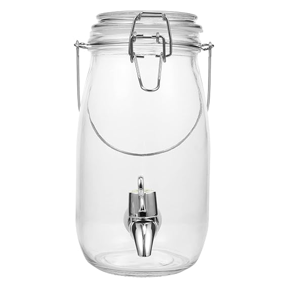 UPKOCH Antique Glass Ice Cold Beverage Dispenser Mason Jar with Spigot
