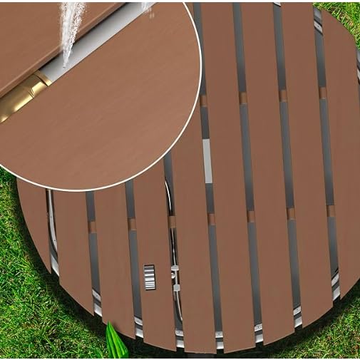 Ducha de piso para jardín redonda diámetro 70 cm con altura ajustable hasta 4 m, base de aluminio y superficie WPC antideslizante resistente al clima miniatura 4