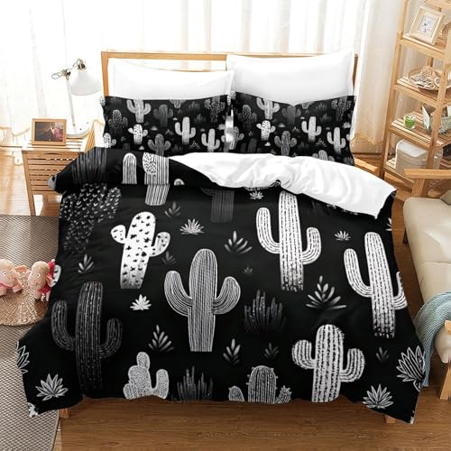 Housse de couette cactus 135x200 parure de lit microfibre 3D
