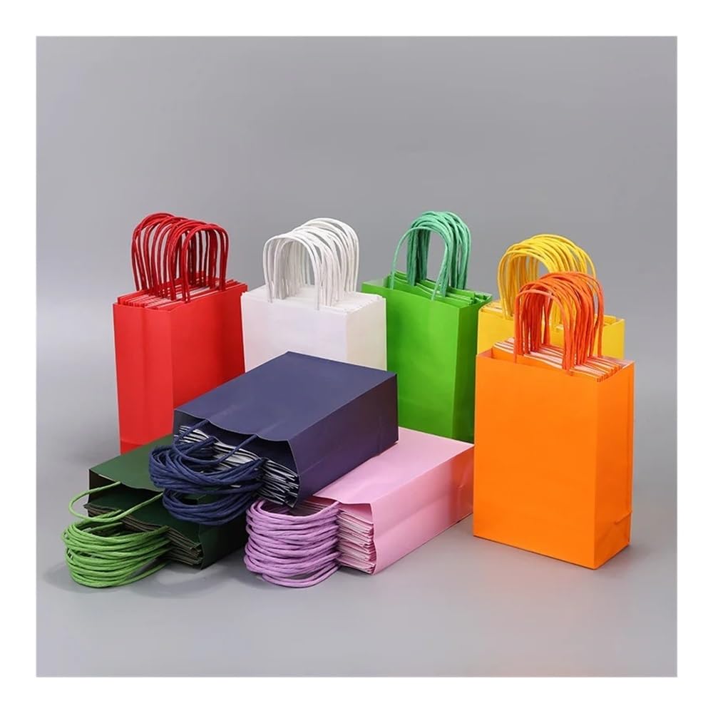 UYFRD Bunte Papiertüten, Geschenktüten für Urlaub, Party, Schmuck, Einkaufstaschen, Weihnachten, Valentinstag, Hochzeitsgeschenke (weiß, 25 Stück, 21 x 11 x 27 cm)