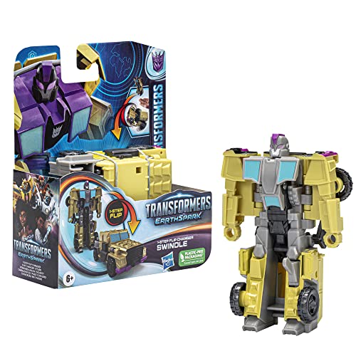 Transformers Earthspark F6719-1 Step Flip Articulated and Convertible Action Figure 10 cm Swindle, Green - Image 4