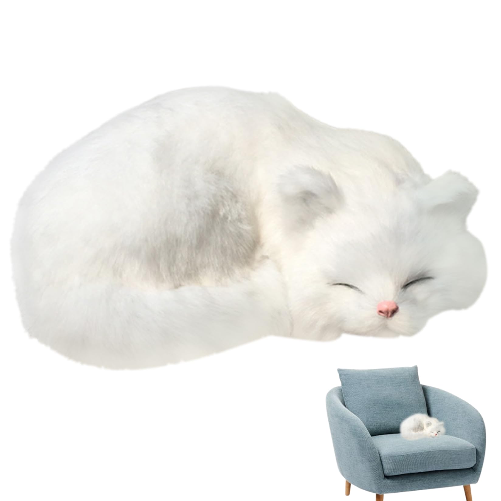 CNAFGBGG Realistic Cat Stuffed Animal, Soft Faux Fur, White, Photo Prop..