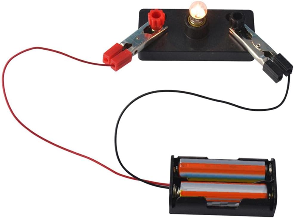 Bovkae Simple circuit kit children student school science light bulb toy education DIY，Electric Circuit Kit Bulb Switch Conductive Line Basic Circuit Learning Starter Kit. (A)