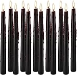 12PCS 10-Inch Black Bleeding Taper Candles,Vampire Tears Taper Candles- Unscented Candle Pack Ideal for Halloween, Christmas, Rituals, and Themed Party Decor.