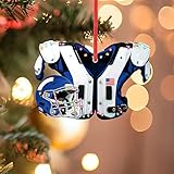 1PC DIY American Football Shoulder Pads and Helmet Acrylic Flat Pendant for Christmas Tree Decoration, Car Rearview Mirror Pendant Crafts Collection (Blue)