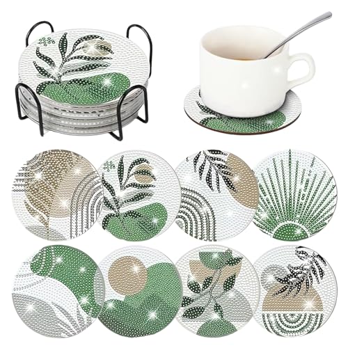 MHwan Diamond Painting Untersetzer 8 Stück Diamond Painting Set für Erwachsene Holz Nicht saugfähig Nicht verformbar kann Lange wiederverwendet Werden
