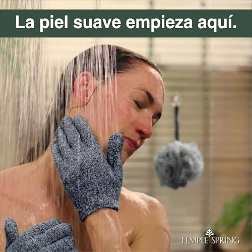 Miniatura 3 de Temple Spring Guante Exfoliante Corporal, Exfoliante Cuerpo Esponja, Guante Autobronceador, Bambú Manoplas Baño, Exfoliating Glove - Gris
