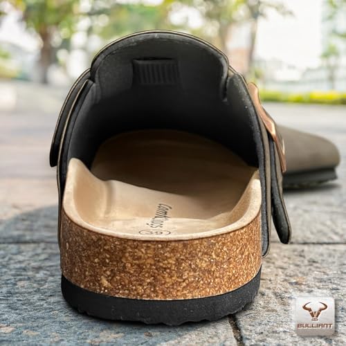 Image of BULLIANT Women Clogs-Fleece-Lined Suede Mules Slippers Nurse Shoes Unisex-Memory Foam Arch Support Cork-Footbed