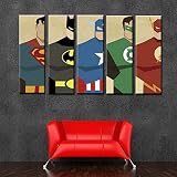 cuadros superheroes bebes  Fbewan 5 Piezas Cuadros En Lienzo Mural, Pósters Y Grabados De Superhéroes De Cómics, Home Children\'s Room Background Personalidad Moda Pintura (Sin Marco)