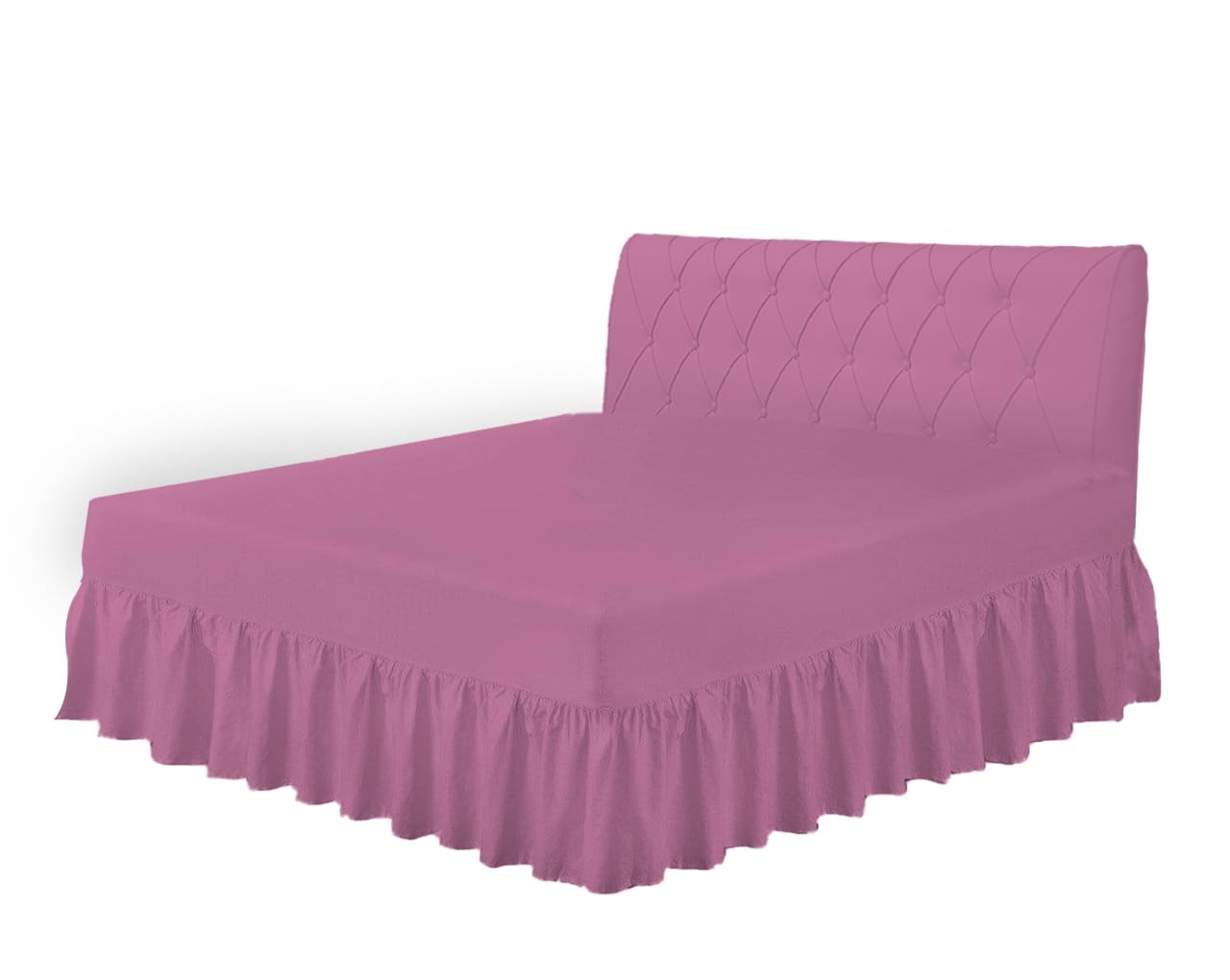 HOME ACE Fuchsia Easy Care Valance Sheet Super King Size Fitted Valance Sheets, Super Soft Cotton Valance Sheets Super King Size, Poly Cotton Super Kingsize Bed Valance Sheet