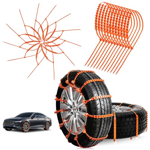 20Pcs Snow Tire Chains for Cars Anti-Slip Traction for Winter Ice Heavy Duty Universal Fit Vehicle Tire Chain Set with Trucks SUV Easy Installation Durable and Reusable