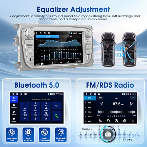 Autorradio Android de 7 pulgadas para salpicaderos Ford con funciones CarPlay y WiFi multimedia 4