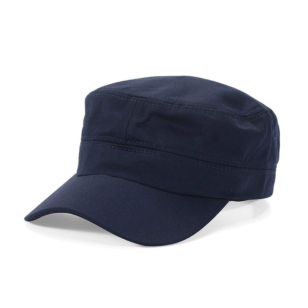 Chengzi Unisex Darkblue Military Hat Adjustable Fashionable Flat Top Twill Baseball Cap Cadet Cap, Head Circumference 22-23.6 In (Darkblue)