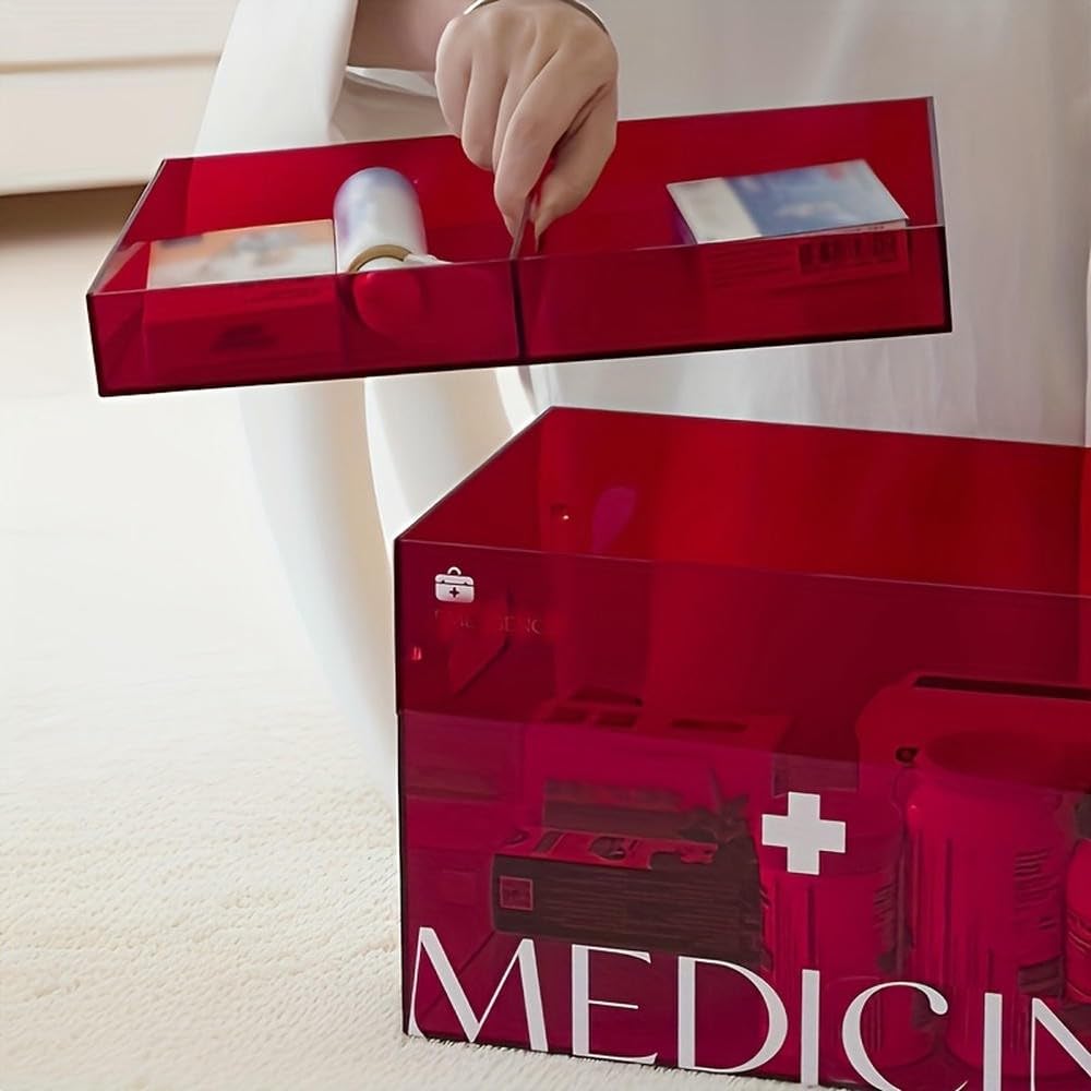 NYSDM Acryl-Familien-Medizin-Box, Aufbewahrung, staubdicht, für Zuhause, Notfall, medizinischer Griff, Erste-Hilfe-Set, große Kapazität, Aufbewahrungsbox