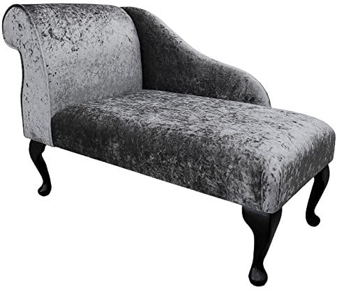 Beaumont Home Furnishings Gorgeous Mini Chaise Longue in a Pewter/Silver / Grey Chenille fabric