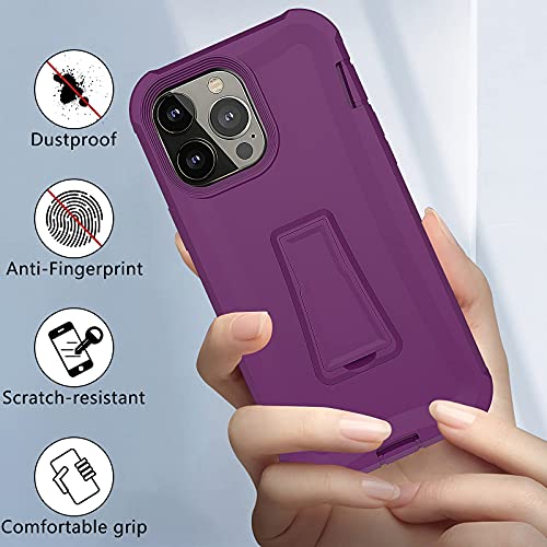 Rc1Wd Case For Iphone 13 Pro Max & Iphone 12 Pro Max Case Screenless Defender With Kickstand Heavy Duty Anti-Scratch Shockproof Rugged Protective Bumper Cover 6.7 Inch Purple【Without Screen Protector】 #TOP4
