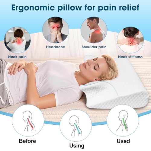 Oreiller cervical pour dormir sur le côté KIENG mousse mémoire de forme épaules