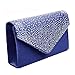 YWLINK Damen Abendkleid ZubehöR Satin Scheint Diamant Clutches VorzüGlich Kette Band Tasche Damen Handtasche Party Umschlagtasche(Marine)
