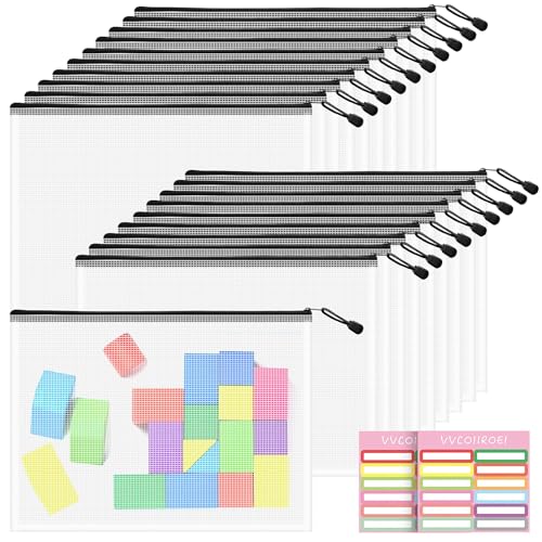 Image of 20pcs Mesh Zipper Pouch Bags, B4 Sizes Zipper Pouch, Mesh Bags with Zipper, Plastic Zipper Pouches for Organizing, Puzzles, Travel, School Office Organize