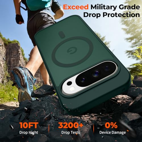 Image of SUPFINE Magnetic for Google Pixel 10 Pro Case /Pixel 10 Case with Screen Protector, (Built-in Magnets) ((Military Grade Drop Protection) Slim Translucent Shockproof Phone Case,Forest Green