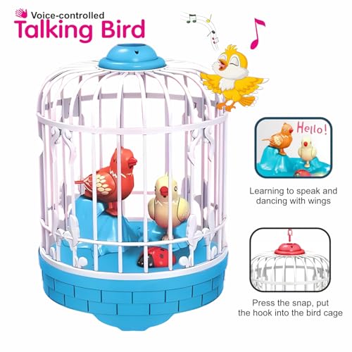 Image of Talking Bird Toy for Kids | Repeats What You Say | Singing, Speaking, and Dancing Bird Toy| Funny Education Toys for Children Playing at Home - Blue