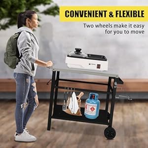 Outvita Outdoor Grill Cart, Movable Food Prep and Work Cart Table, Pizza Oven Stand Table with Wheels, Indoor & Outdoor Multifunctiona Stainless Steel Flattop BBQ Cart for Home Party Camping Outvita Outdoor Grill Cart Movable Food Prep and Work Cart Table Pizza Oven Stand Table with Wheels Indoor Outdoor Multifunctiona Stainless Steel Flattop BBQ Cart for Home Party Camping