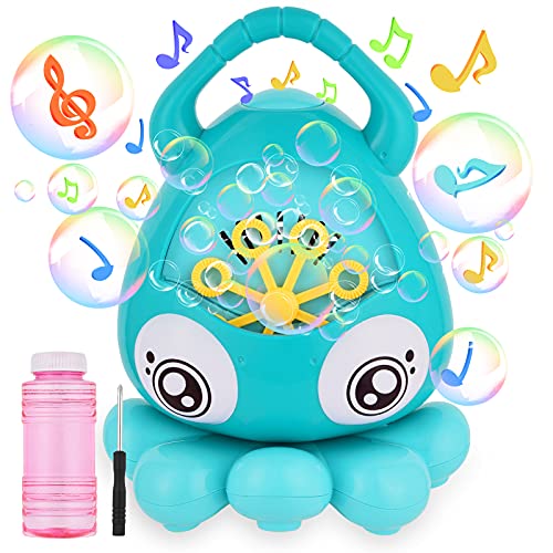 ANSGEC Máquina de burbujas automática, soplador de burbujas de música portátil para niños pequeños más de 3000 burbujas/min, actividades al aire libre, regalo de cumpleaños de verano Cover