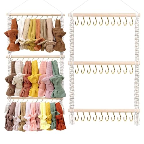 Generico Organizador para lazos, colgador de cintas hecho a mano, porta lazos espaciosos, para hilos de pelo, pinzas y diademas para dormitorio de niñas, casa, pared, puerta armario