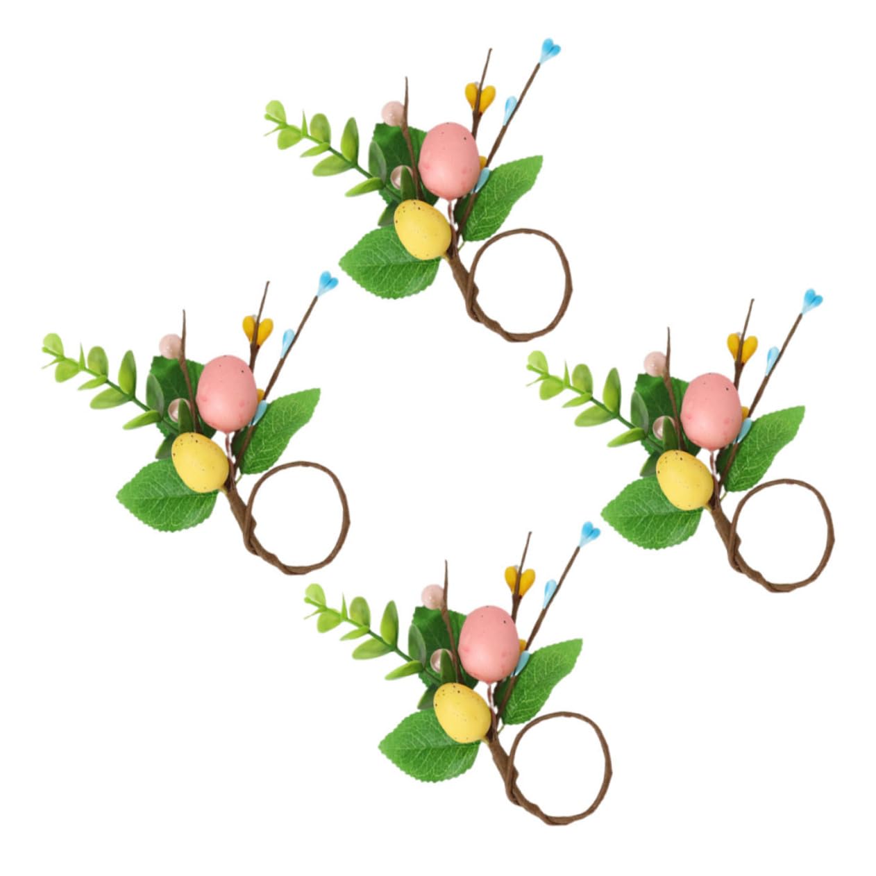 CIYODO 4pcs Easter Napkin Ring Dining Table Napkin Ring Exquisite Napkin Ring Creative Napkin Ring Decor Festival Themed Napkin Holders Silk Cloth Banquet Eucalyptus Egg Shape