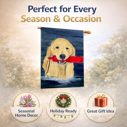 Drapeau Golden Retriever grand format canevas double face résistant aux intempéries - 7