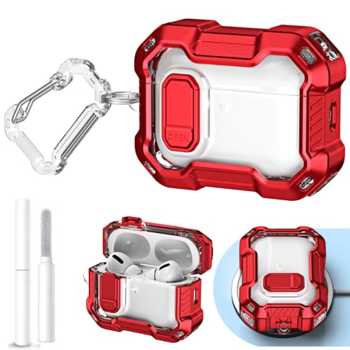 Étui AirPods Pro 2025 rouge silicone de voyage avec accessoire pinceau de propreté