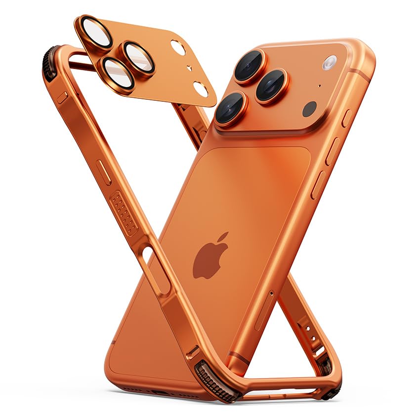 Coque iPhone 17 Pro antichoc mince orange 6,3 pouces métal