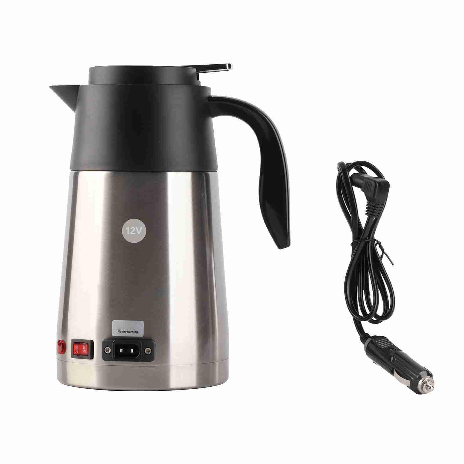 Hervidor eléctrico de 1300ml y 12V, taza de viaje, caldera de agua calentada de acero inoxidable para coche y camión (coche de 12v)