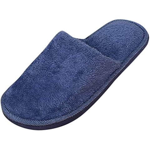 Mens Slippers Size 7/8 Uk , Winter Thermal House Slippers For Men Trendy Simple Solid Color Backless Cotton Slip-On Lightweight Nonslip Flat Bottom Plush Lined Indoor Sliders In Multicolors Cover
