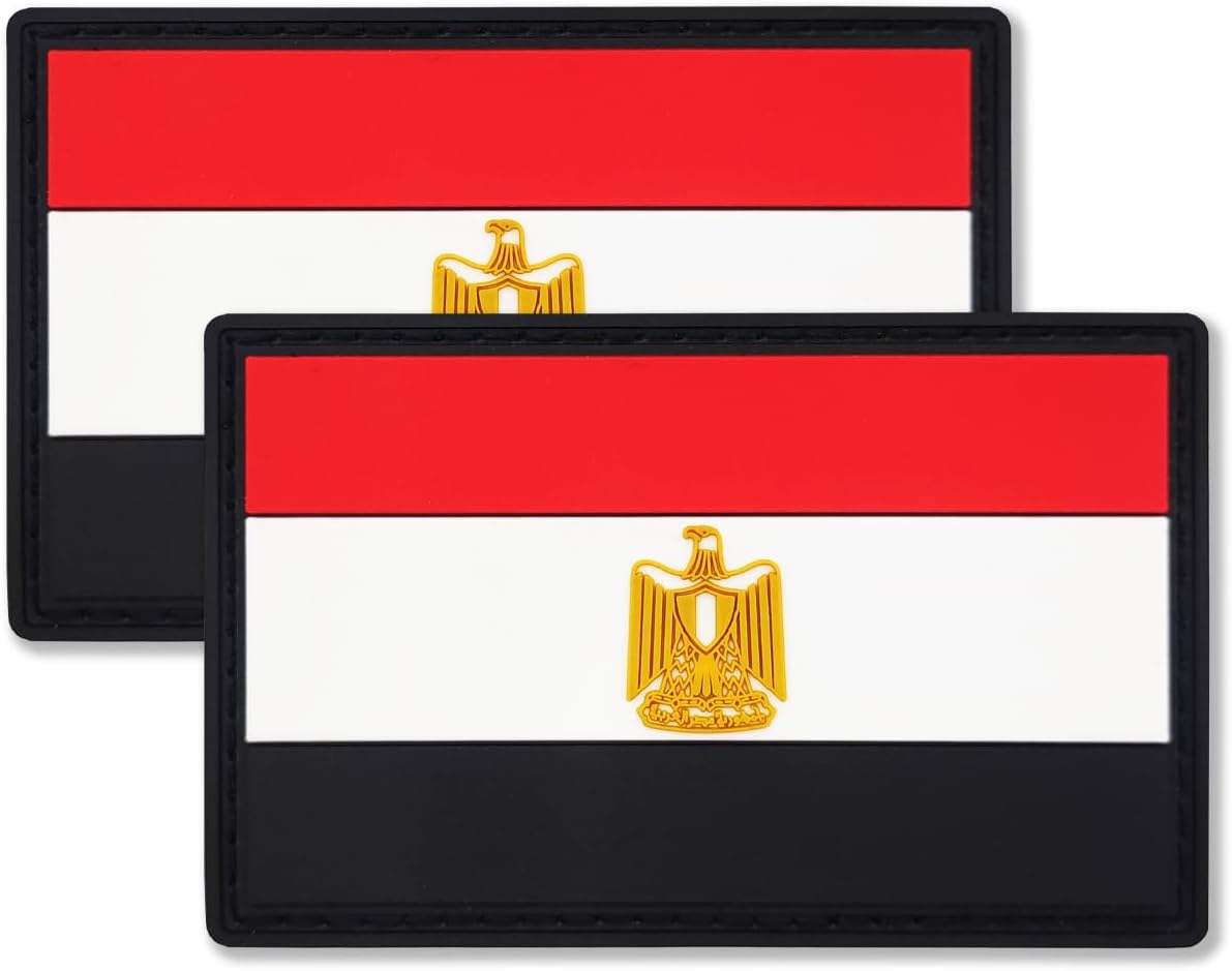 QQSD Egypt Flag Patch Egyptian Tactical Military Patches - PVC Hook and Loop Fastener, 2 Pack