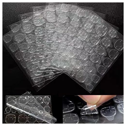 OwlkOrmy 240 Pcs Thin Breathable Adhesive Tabs Fake Nail Glue Sticker 10 Sheets Super Sticky Double Sided Tips (Germany Jelly Gel) Flexible for Acrylic False Nails Manicure Tape (240 Pcs)