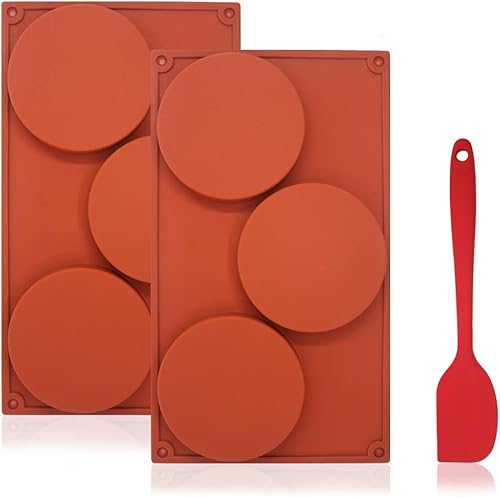 Miniatura 1 de DuKuan - Molde de silicona para tartas (3 unidades, tamaño grande, redondo, con espátula de silicona), 3 unidades