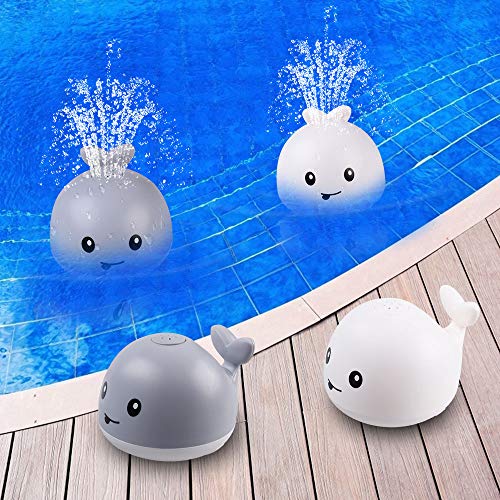 DPTOYZ 2021 Updated Baby Bath Toys, Light Up Bath Toys Whale Automatic Squirt Bath Toys with LED Light, Pool Bathtub Toys Pack of 2