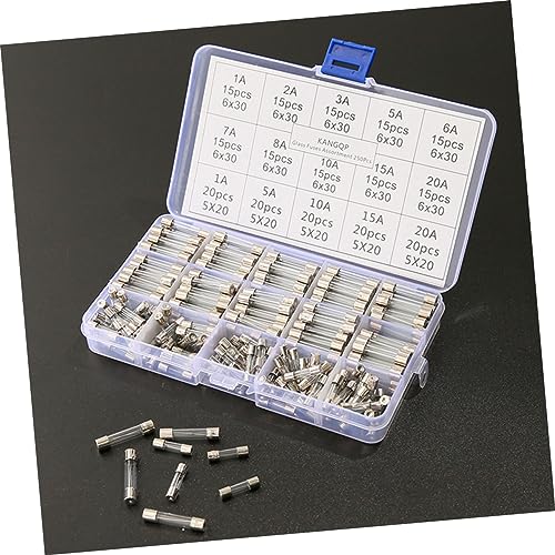 Kit de fusibles de tubo de vidrio 250 piezas 1A~20A de acción rápida set surtido para reparaciones eléctricas y proyectos DIY miniatura 5