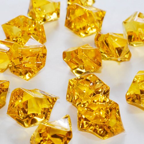 Acrylic Ice Rock Cubes 1 Lb Bag, Vase Filler or Table Decorating Idea (Yellow)