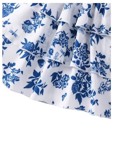 Image of Floerns Girl's 2 Piece Outfit Rib Knit Cami Top and Tiered Layered Skirt Set