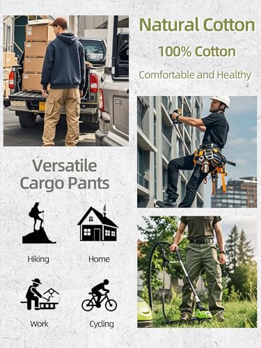 AKARMY Men's Camo Cargo Work Pants Cotton Military Army Casual Tactical Wild Combat Pants with 8 Pockets Black 32x32