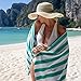 Arkwright Cali Cabana Stripe Beach Towel - Pack of 4, Soft Quick Dry 100% Cotton Terry Towels Set for Pool, Swim, and Hot Tub, 30 x 60 in, Green