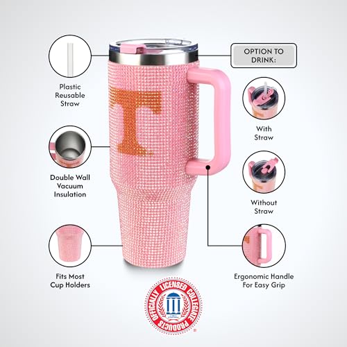 Image of The Memory Company Officially Licensed 40oz Pink Bling Game Day Tumbler, University of Tennessee